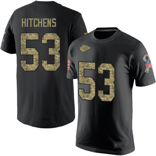 Men Kansas City Chiefs #53 Hitchens Anthony Black Camo Salute to Service NFL T Shirt